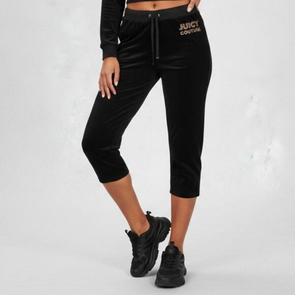 Juicy Couture Pants - Juicy Couture Women's Y2K Black High-Waist Velour Velvet Jogger Pants Size S